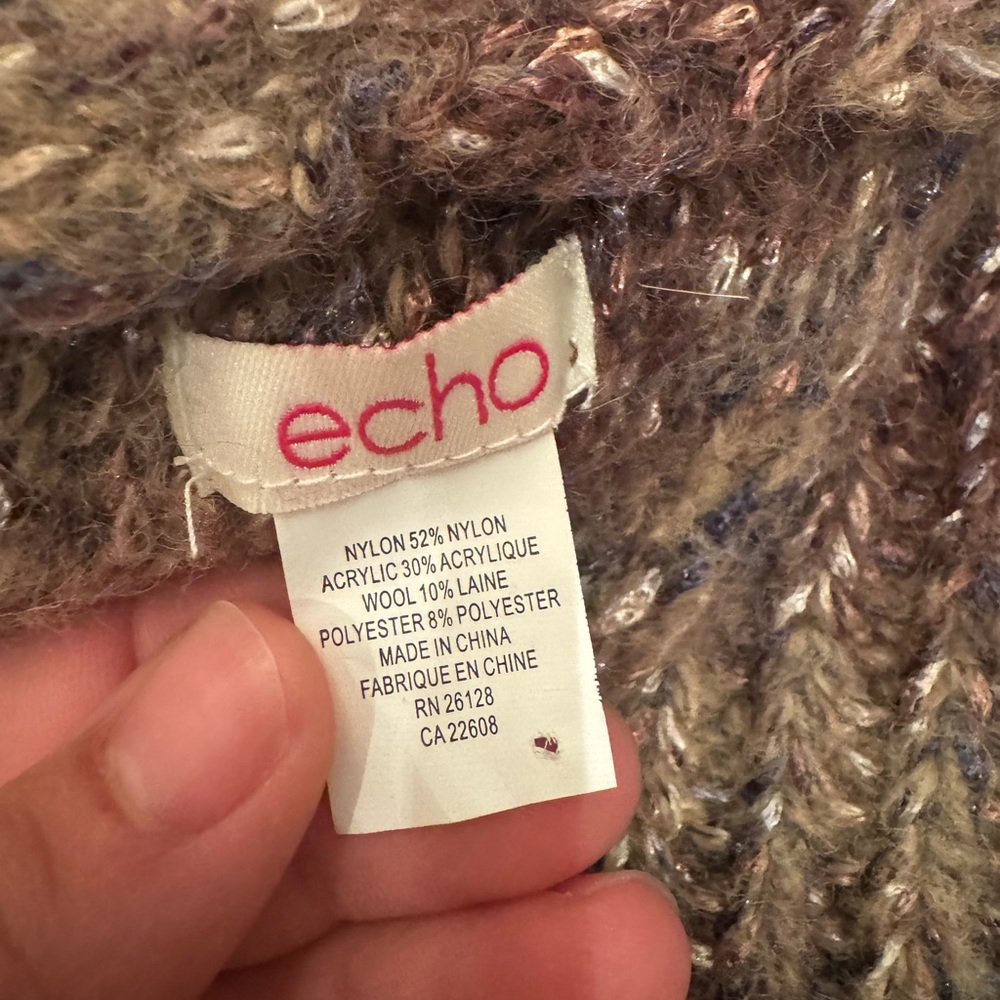 Echo Shimmery Cozy Brown Knit Neck Warmer - Picture 2 of 4